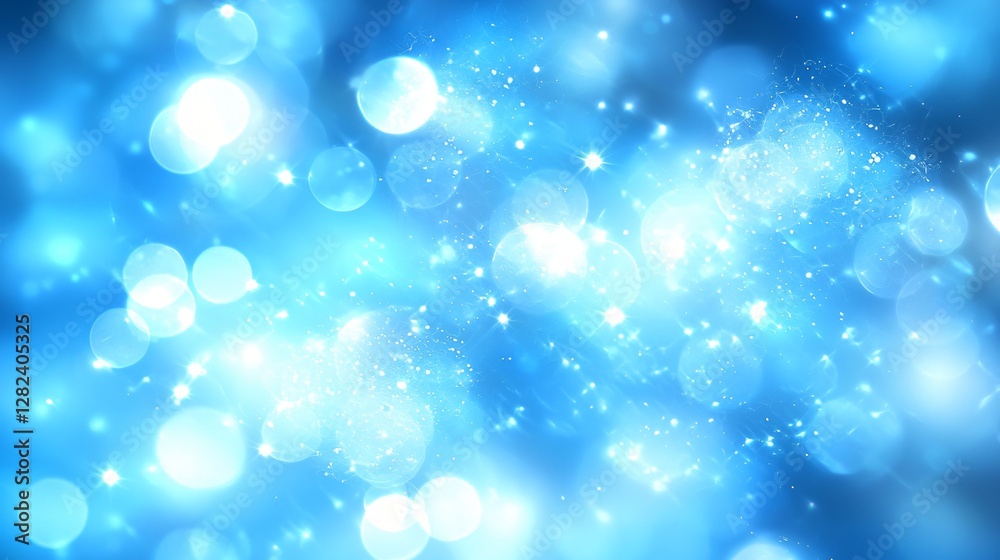Obraz premium Blue bokeh lights, sparkling background, festive backdrop, holiday design