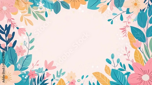 Wallpaper Mural Beautiful flowers and leaves form a floral border background decoration Torontodigital.ca
