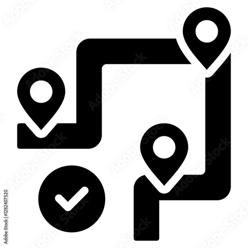 Route Optimization Solid Black Icon