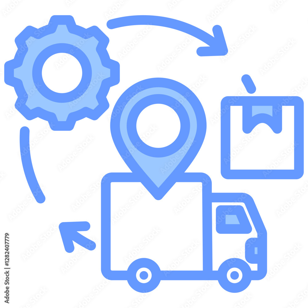 Supply Chain Coordination Lineal Blue Icon Supply Chain Coordination Lineal Blue Icon