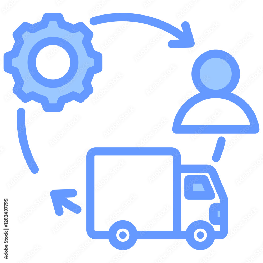 Supply Chain Integration Lineal Blue Icon Supply Chain Integration Lineal Blue Icon