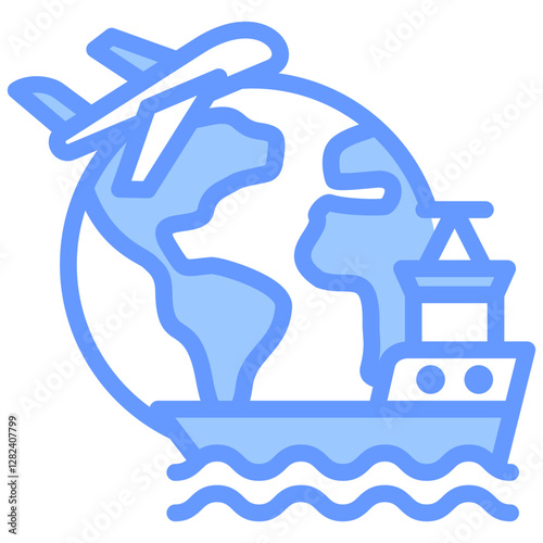 Global Logistics Lineal Blue Icon