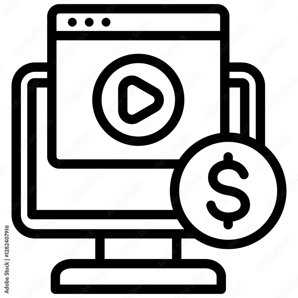 Content Monetization Outline Icon Content Monetization Outline Icon