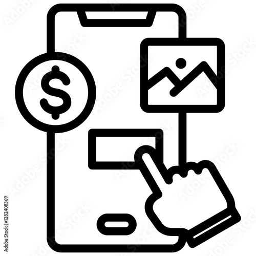 Selling Stock Photos Outline Icon