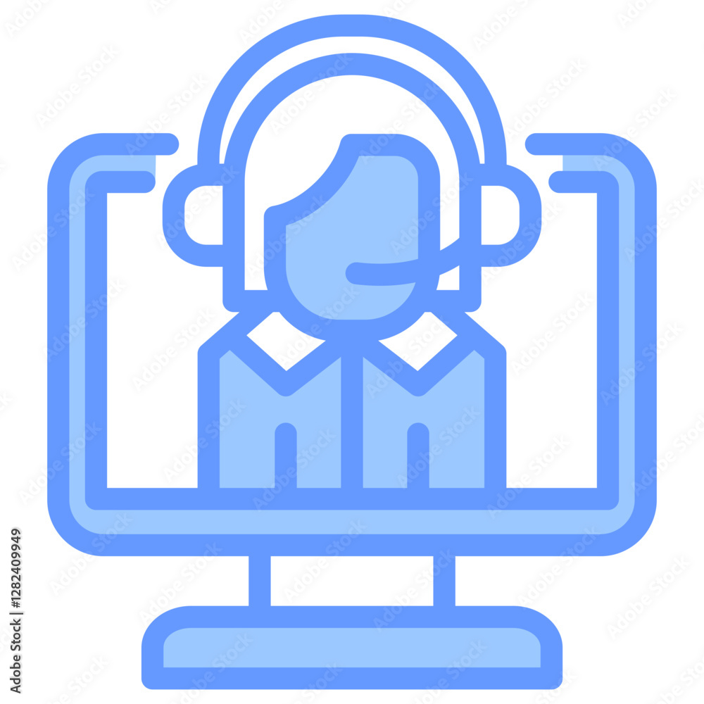 Virtual Assistant Lineal Blue Icon Virtual Assistant Lineal Blue Icon