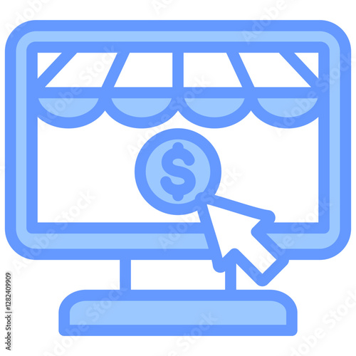 E Commerce Lineal Blue Icon