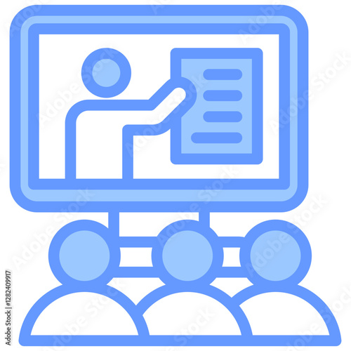 Online Coaching Lineal Blue Icon