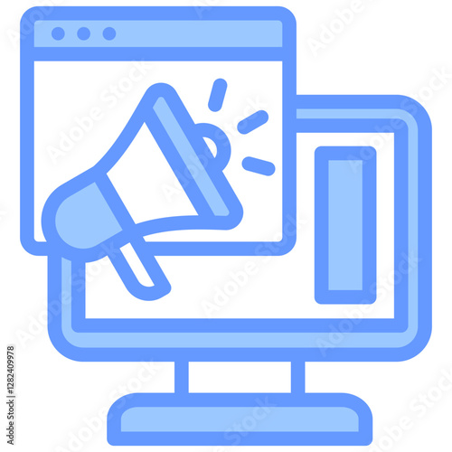 Online Advertising Lineal Blue Icon