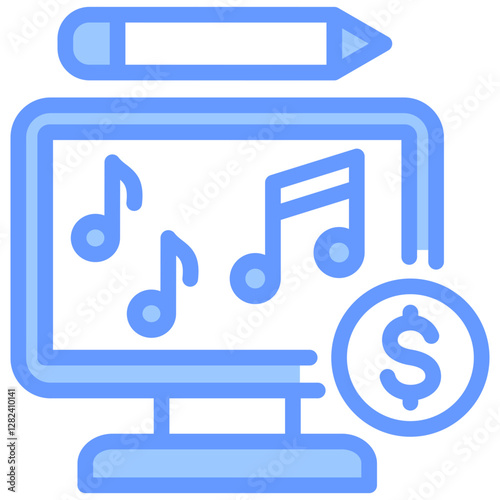 Creating And Selling Music Lineal Blue Icon