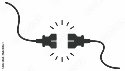 Electric Plug Connecting to Socket Vector Illustration