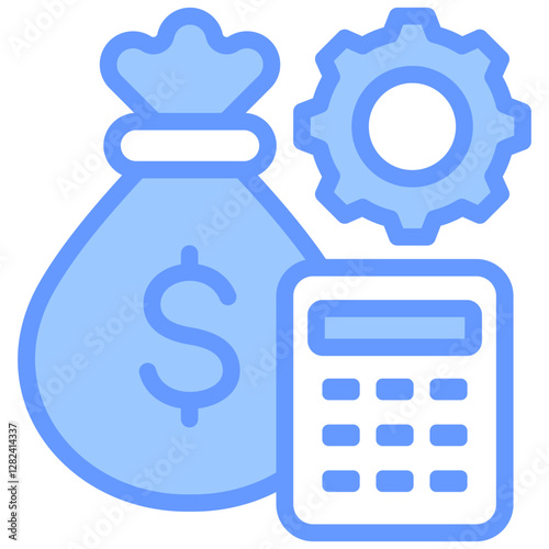 Budget Management Lineal Blue Icon