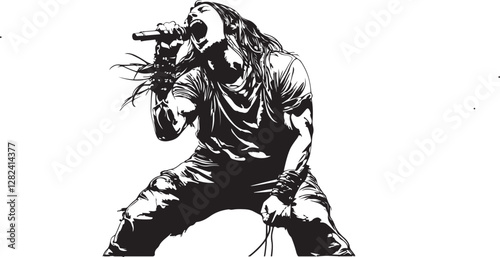 silhouette of a heavy metal singer