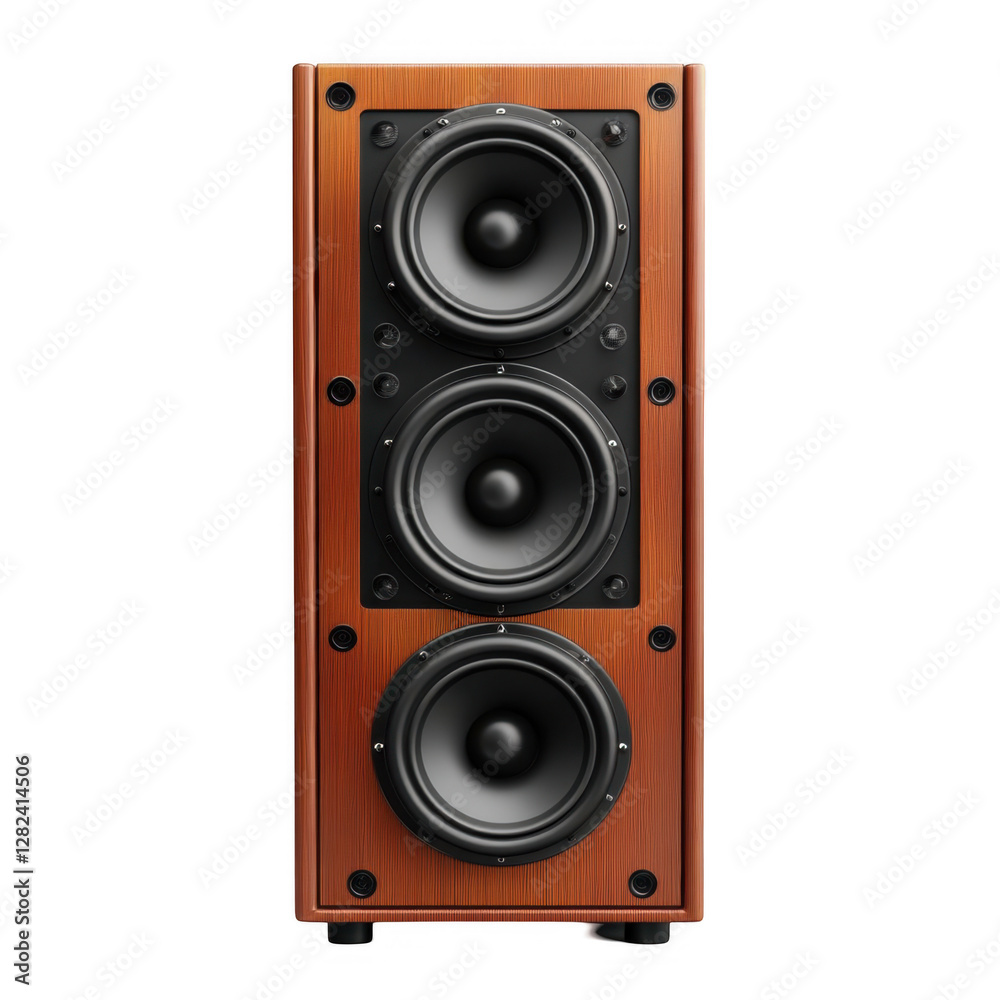 Elegant Wooden Speaker Tower with Dual Woofers and Tweeter Design Elegant Wooden Speaker Tower with Dual Woofers and Tweeter Design