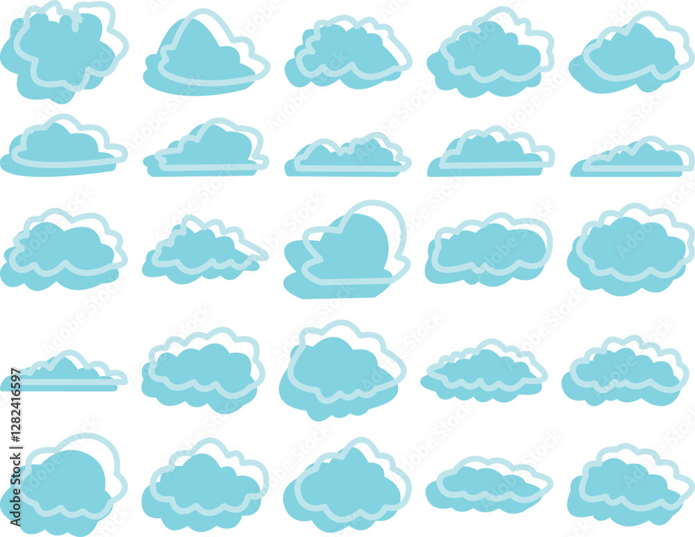 set of Cloud vector shape set of Cloud vector shape