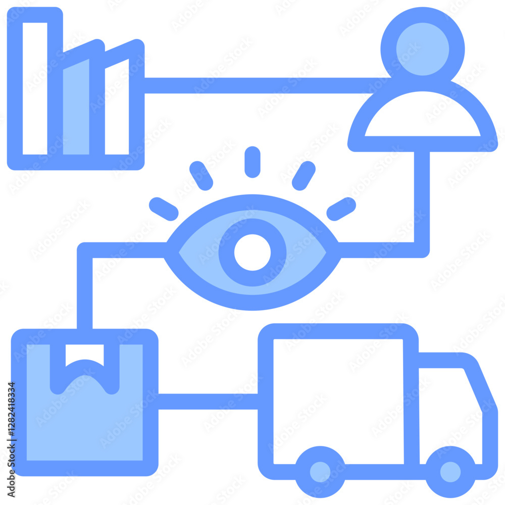 Supply Chain Visibility Lineal Blue Icon Supply Chain Visibility Lineal Blue Icon