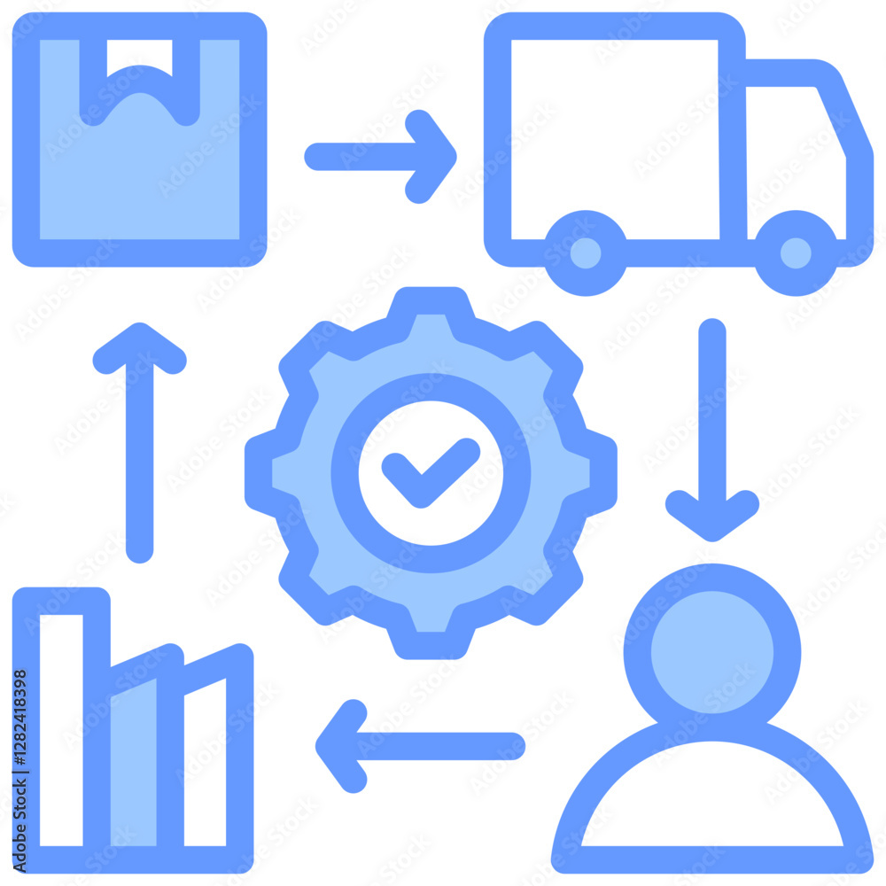 Supply Chain Coordination Lineal Blue Icon Supply Chain Coordination Lineal Blue Icon