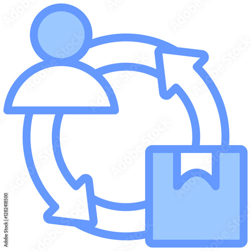 Supply And Demand Alignment Lineal Blue Icon