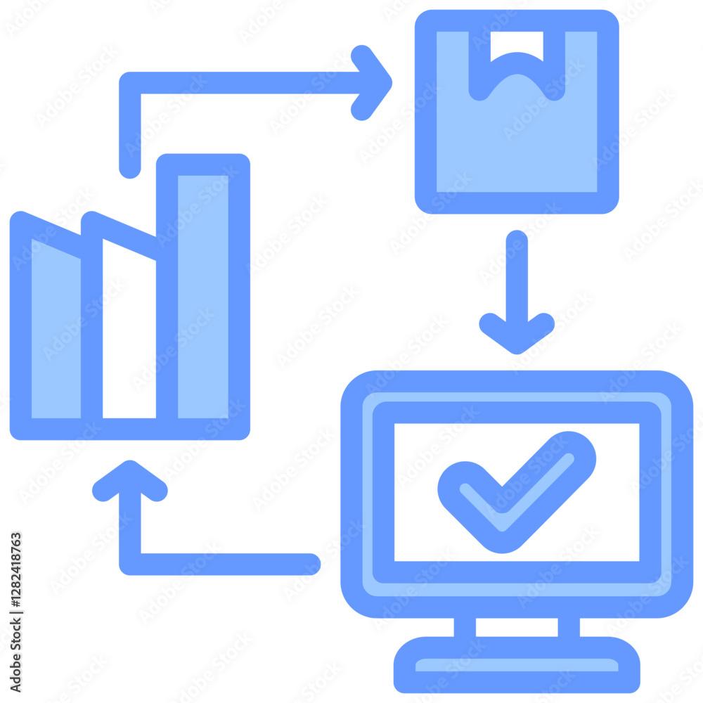 Supply Chain Monitoring Lineal Blue Icon Supply Chain Monitoring Lineal Blue Icon
