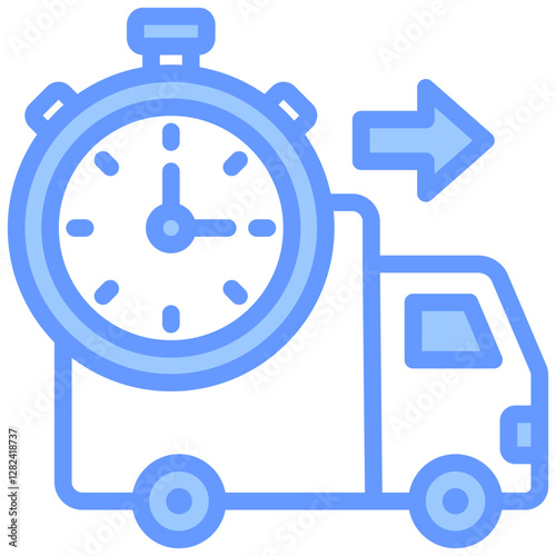 On Time Delivery Lineal Blue Icon