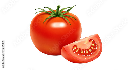 Single Plump Tomato with Smooth Red Skin