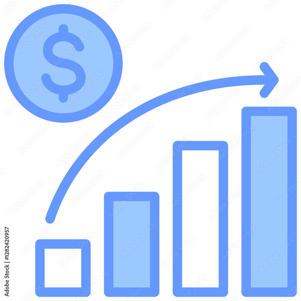 Market Trend Lineal Blue Icon Market Trend Lineal Blue Icon