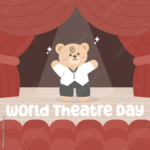World theatre day vector design for celebration. Suitable for background, template, social media, poster, flyer design, flat illustration, banner, etc