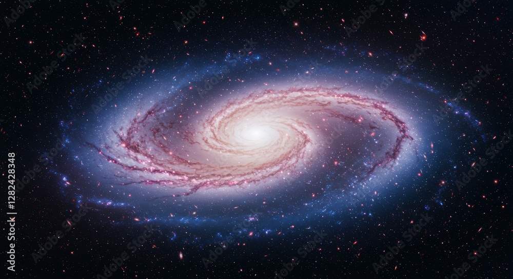 Fototapeta premium Majestic spiral galaxy illuminated by cosmic energy and stars.