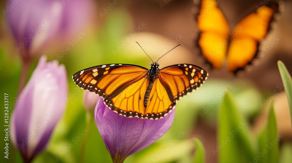 Fototapeta premium Monarch Butterfly on Crocus Flower