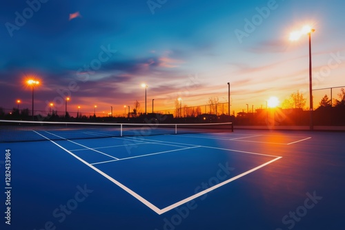 Beneath Illuminated Tennis Courts, An Evening Outdoor Photography Session on Lit Pickleball Lines