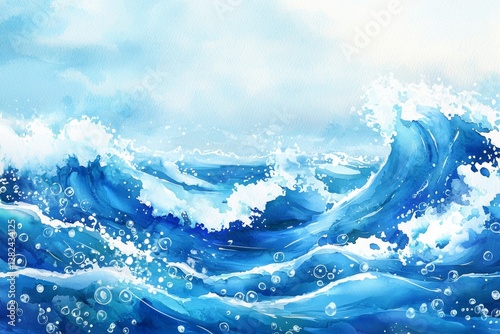 Captivating waves dance under a bright sky, bringing life to the ocean's embrace