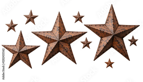 single Rustic metal stars weathered vintage patriotic decor element png photo