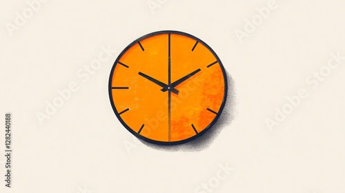 Wallpaper Mural Bright Orange Wall Clock with Black Hands and Simple Design Torontodigital.ca