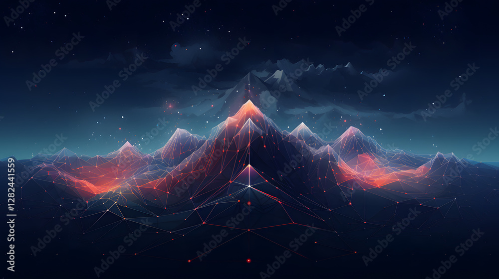 Fototapeta premium A mountain range with a red and orange color scheme