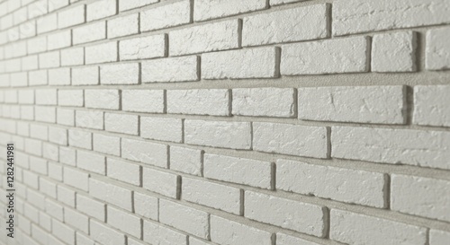 Close-up view of a white brick wall with textured surface.