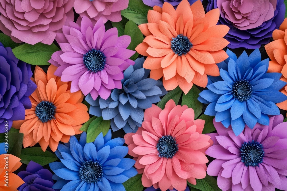 Fototapeta premium People Making Paper Flowers Craft Art Work Handicraft