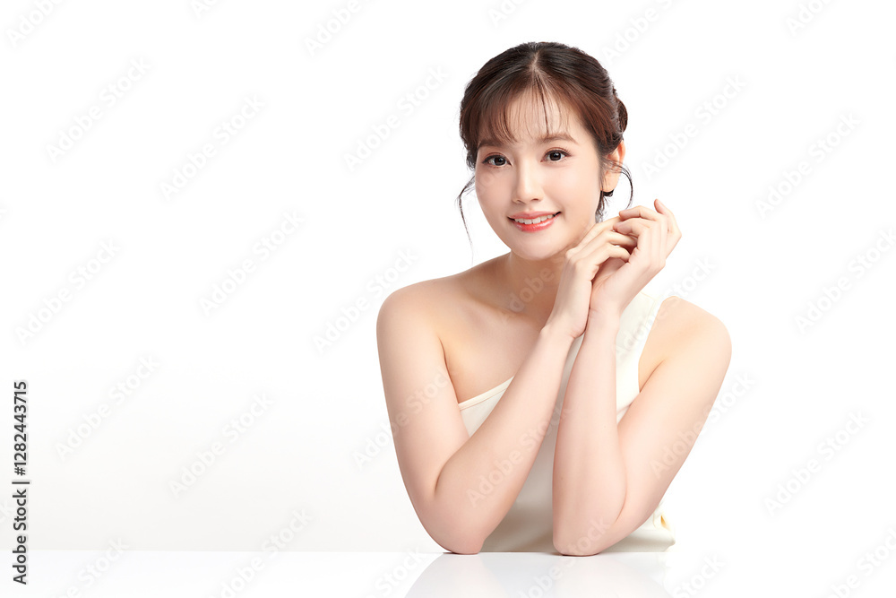 Beautiful young asian woman with clean fresh skin on white background, Face care, Facial treatment, Cosmetology, beauty and spa, Asian women portrait. Beautiful young asian woman with clean fresh skin on white background, Face care, Facial treatment, Cosmetology, beauty and spa, Asian women portrait.