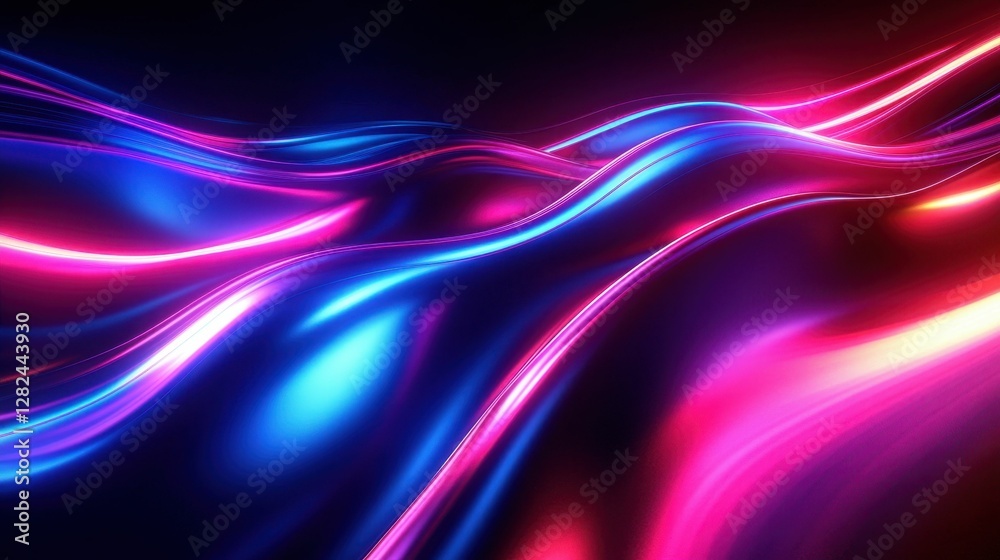 Abstract Wavy Lines in Neon Blue and Pink Colors Glowing Light Effect Decorative Background Wallpaper Abstract Wavy Lines in Neon Blue and Pink Colors Glowing Light Effect Decorative Background Wallpaper
