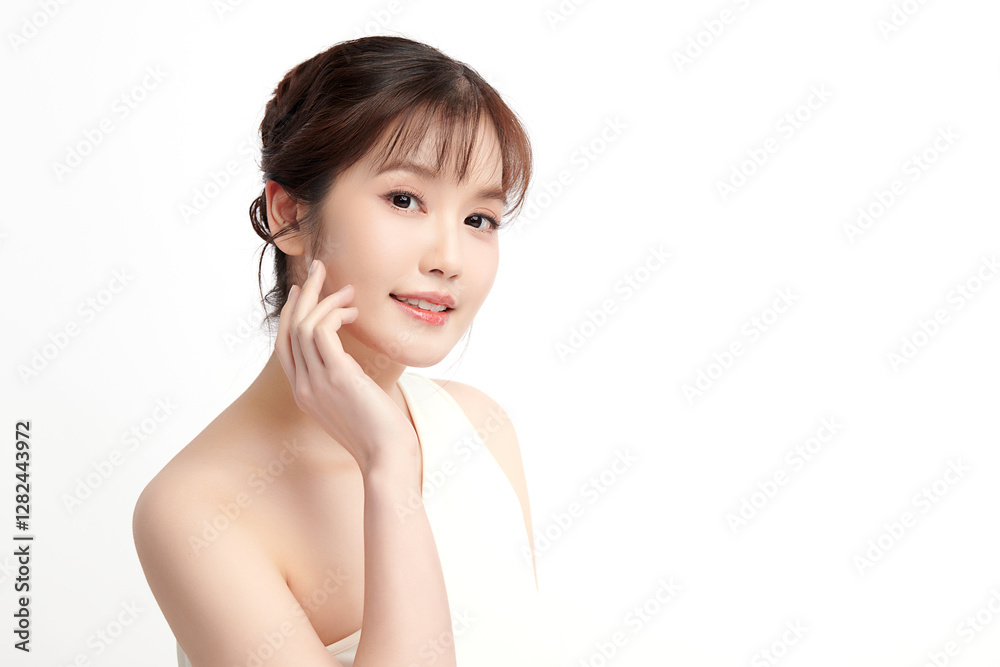 Beautiful young asian woman with clean fresh skin on white background, Face care, Facial treatment, Cosmetology, beauty and spa, Asian women portrait. Beautiful young asian woman with clean fresh skin on white background, Face care, Facial treatment, Cosmetology, beauty and spa, Asian women portrait.