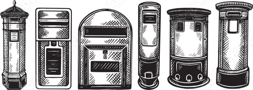 Vintage Postboxes Vector Illustration