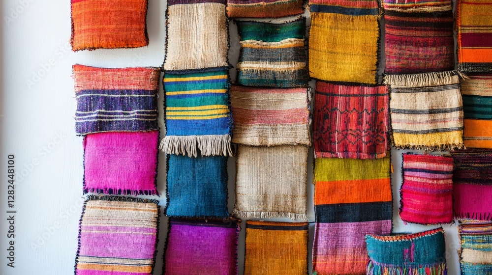Vibrant Geometric Pattern in Traditional Textile Art Vibrant Geometric Pattern in Traditional Textile Art