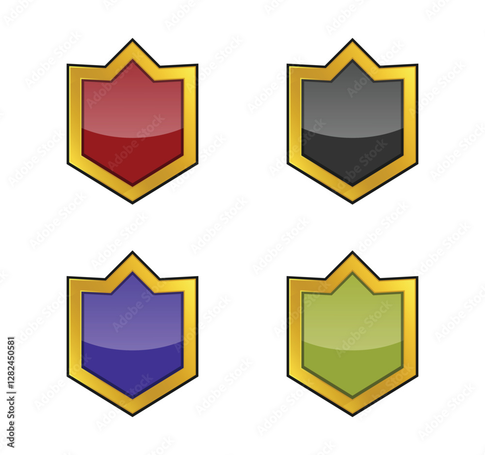 Shield badge. Clip assets badge cartoon for game. Vector illustration Shield badge. Clip assets badge cartoon for game. Vector illustration