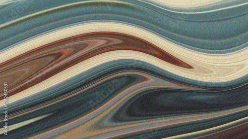 Vibrant abstract digital artwork with fluid waves in blue, brown, and cream tones. The grainy texture and organic flow create a dynamic, modern aesthetic.