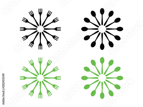 editable vector fork and spoon symbol design illustration isolated on transparent background