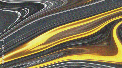 A sleek abstract pattern with deep black, shimmering gold, and silver streaks. The fluid motion creates a luxurious, dynamic, and high-contrast composition with a modern, elegant feel.