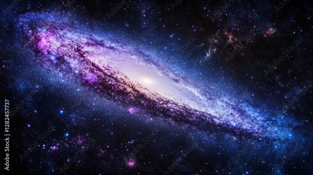 Fototapeta premium Giant radio wave jet stretches across cosmic expanse, revealing the universe's hidden wonders.