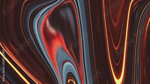 A striking abstract digital artwork with deep black, fiery red, and electric blue tones flowing in smooth, fluid waves, evoking a sense of motion, intensity, and energy.