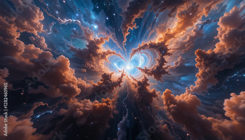 Cosmic Nebula – Vibrant Galactic Clouds with Swirling Gases, Stellar Nursery & Deep Space Wonders