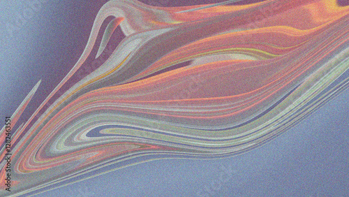 A fluid abstract artwork with soft pastel hues of blue, orange, and pink. The swirling motion creates a dreamy, flowing, and ethereal composition with a smooth and futuristic aesthetic.
