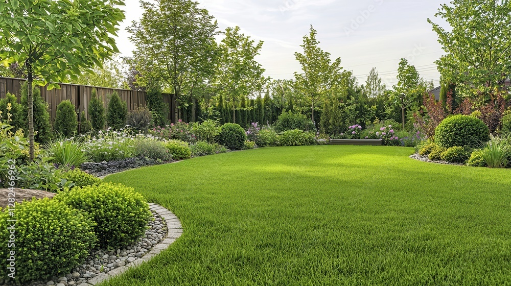 Lush Green Lawn Flower Garden Backyard Oasis Lush Green Lawn Flower Garden Backyard Oasis