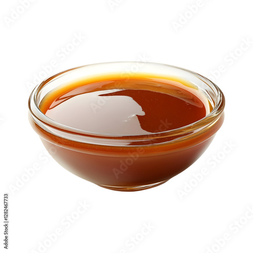 Whiskey Caramel Sauce in a Bowl Isolated on Transparent Background